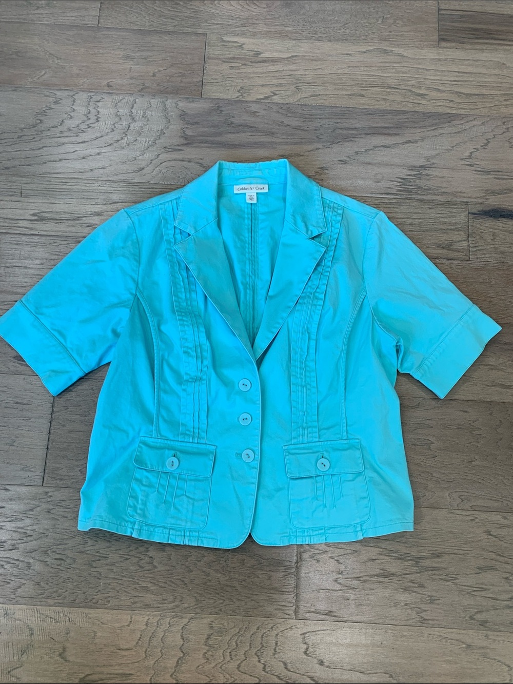 Coldwater Creek Turquoise Short-Sleeve Blazer Size P14